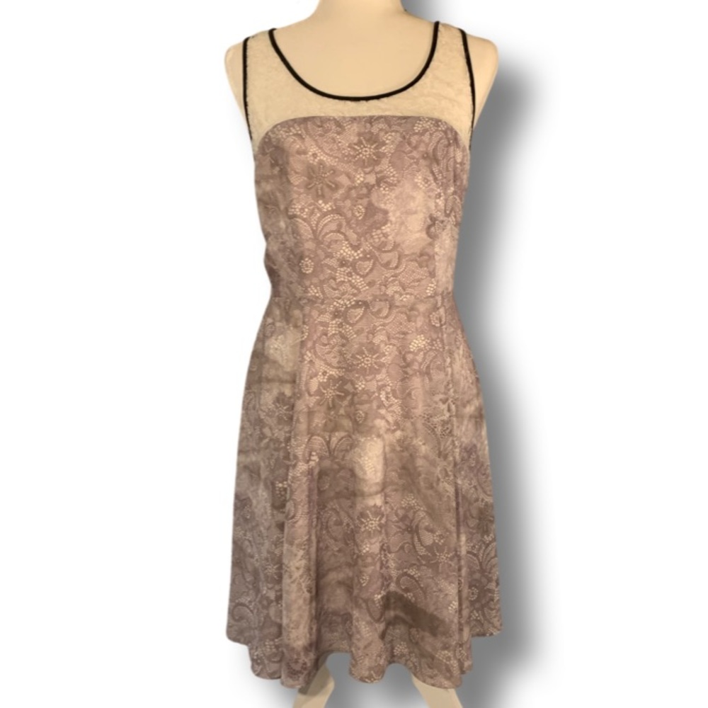 Womens Express Fit and Flare Gray/White Sleeveless Dress Size 8
